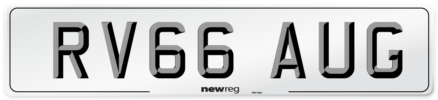 RV66 AUG Number Plate from New Reg